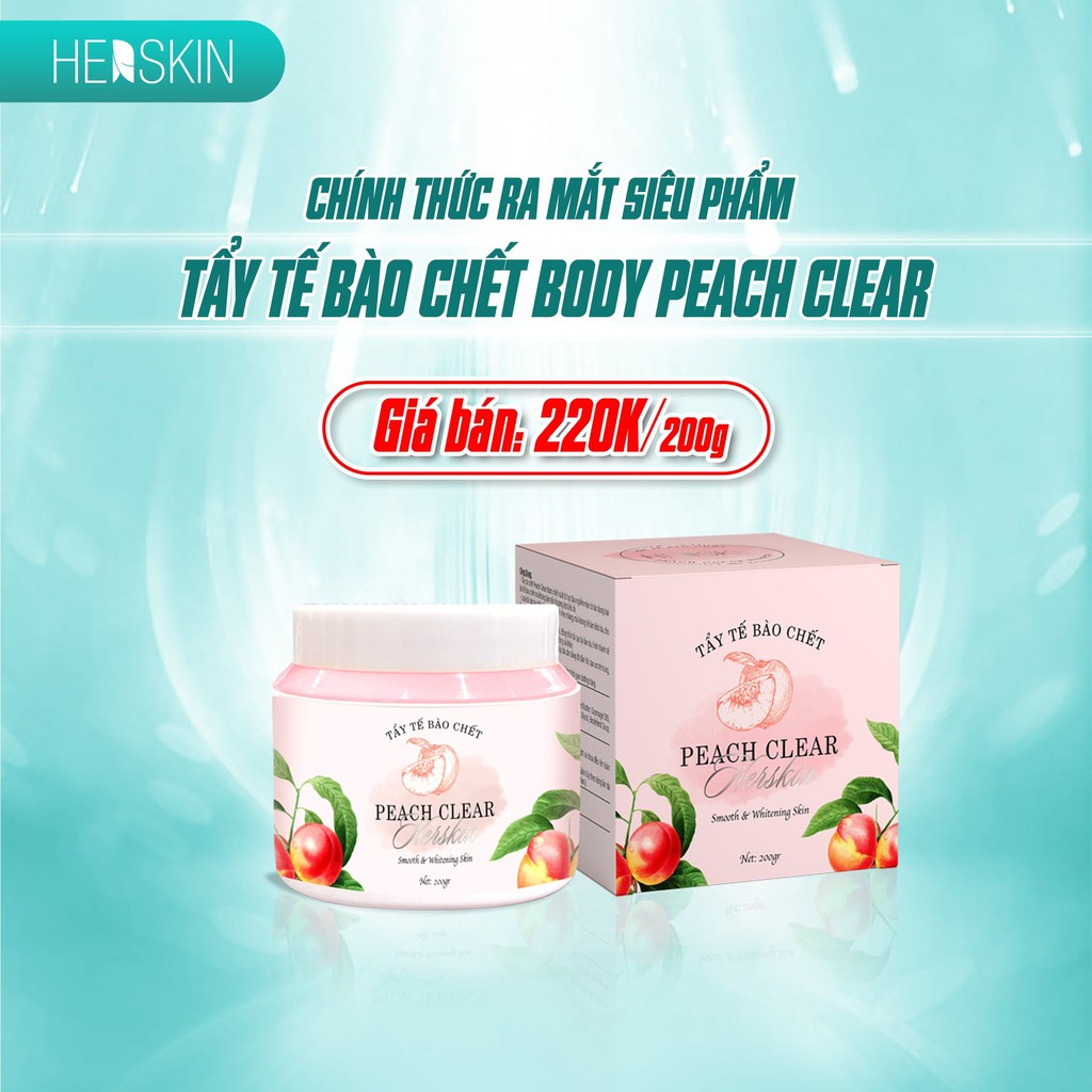 KEM TẨY BODY PEACH CLEAR TỪ HẠT ĐÀO NGHIỀN MỊN -NGỪA MỤN, THẢI ĐỘC, DƯỠNG TRẮNG- KHÔNG GÂY KHÔ DA HERSKIN PRINCESS WHITE