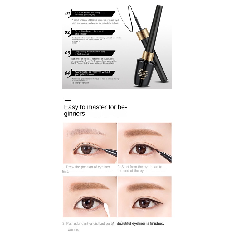 Bút Kẻ Mắt Dạng Lỏng 10ml Đầu Cứng Không Thấm Nước Và Mồ Hôi Chống Nhòe