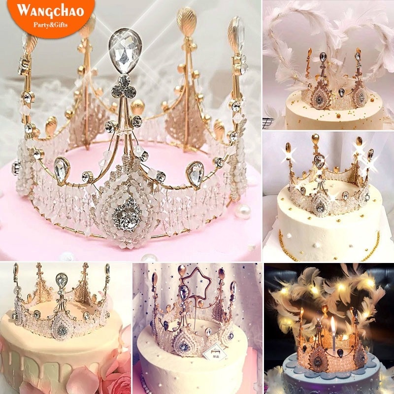 Vương Miện Đính Kim Cương Giả Lấp Lánh Dùng Trang Trí Bánh Kem Sinh Nhật / Đám Cưới