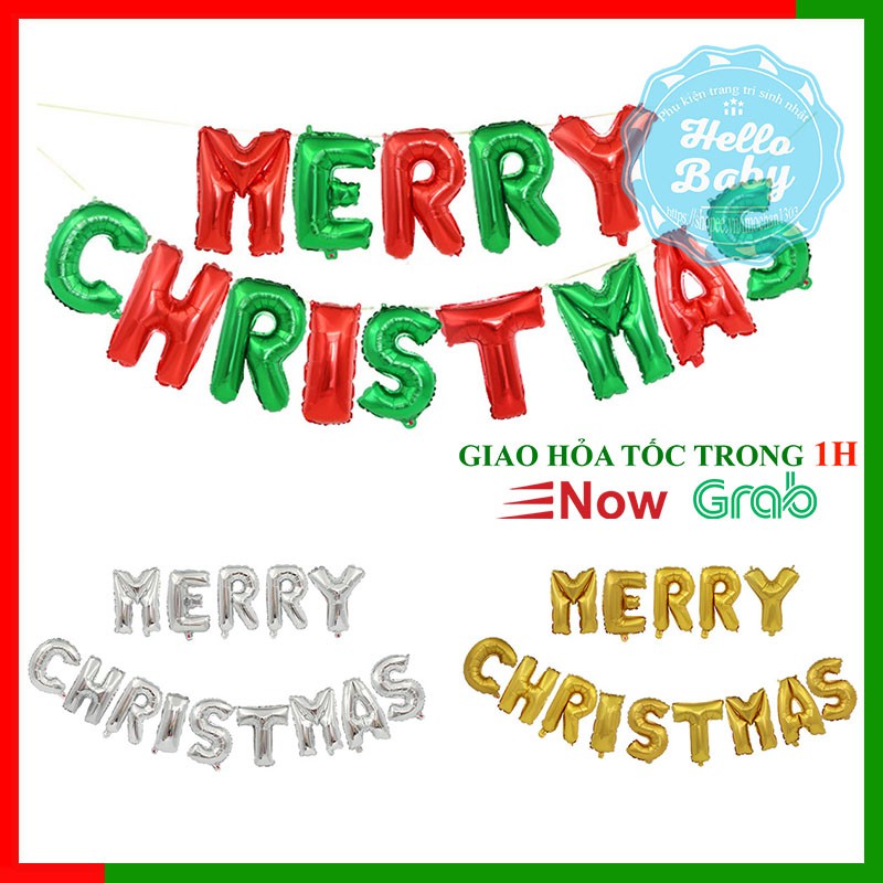 Bộ bóng 14 chữ Merry Christmas trang trí Noel