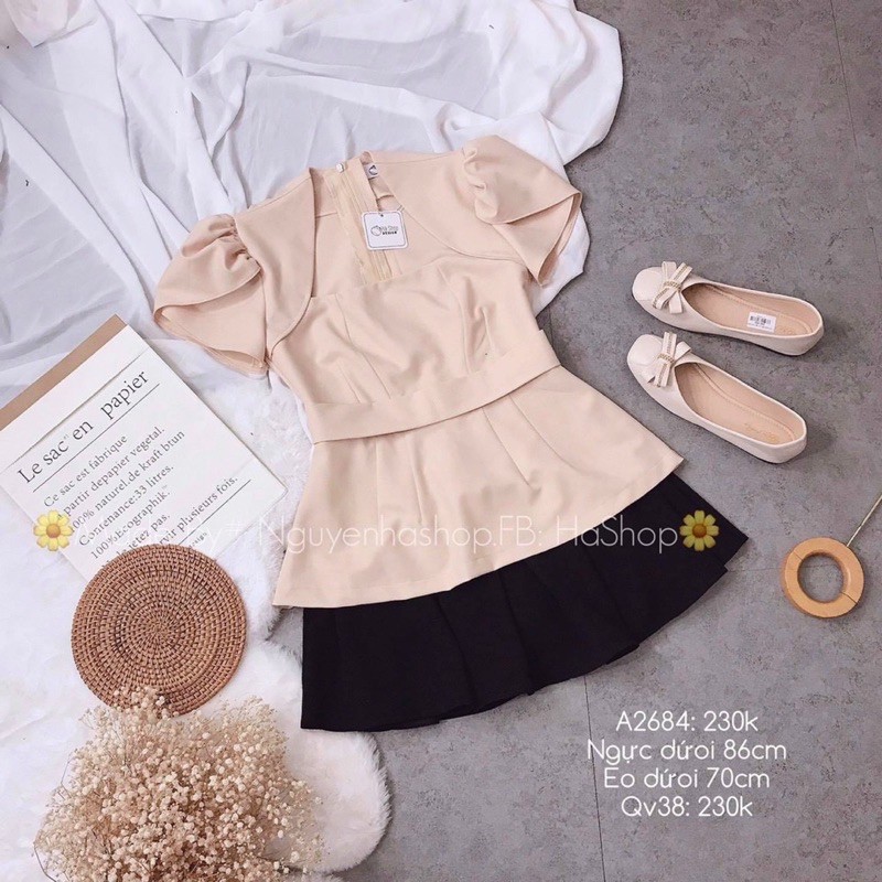 Áo peplum tay xếp #bigsize 60kg đến 90kg