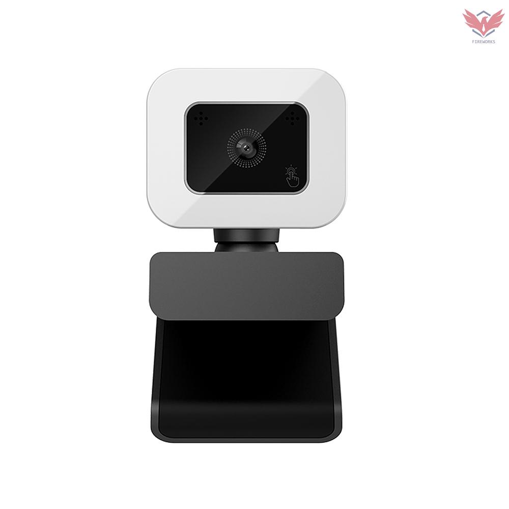 Webcam 4K tự động lấy nét trên không cần trình điều khiển có mic giảm tiếng ồn tích hợp đèn led cho quay video