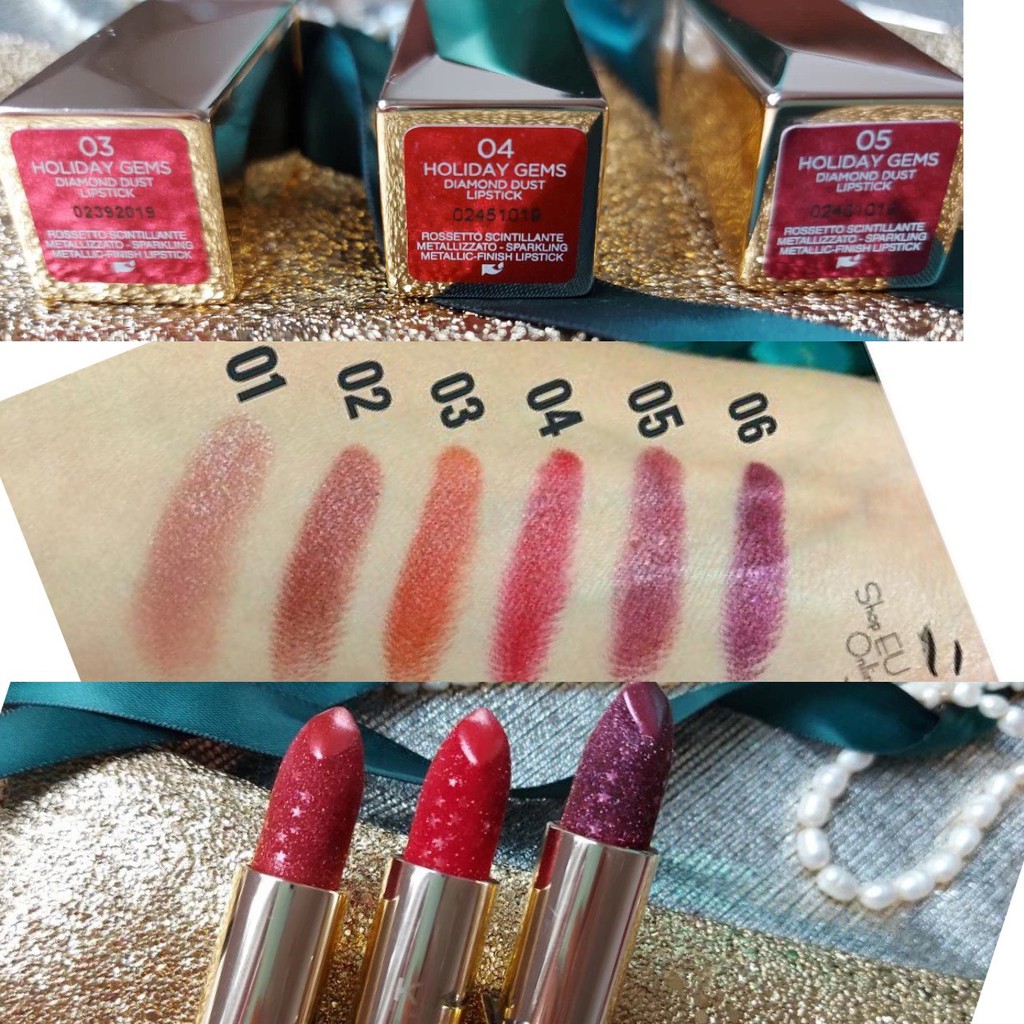 Son Kiko Son Môi Son Lì Chính Hãng  Sét 3 son kiko - Holiday Gems Diamond Dust Lipstick Kiko Milano Italy