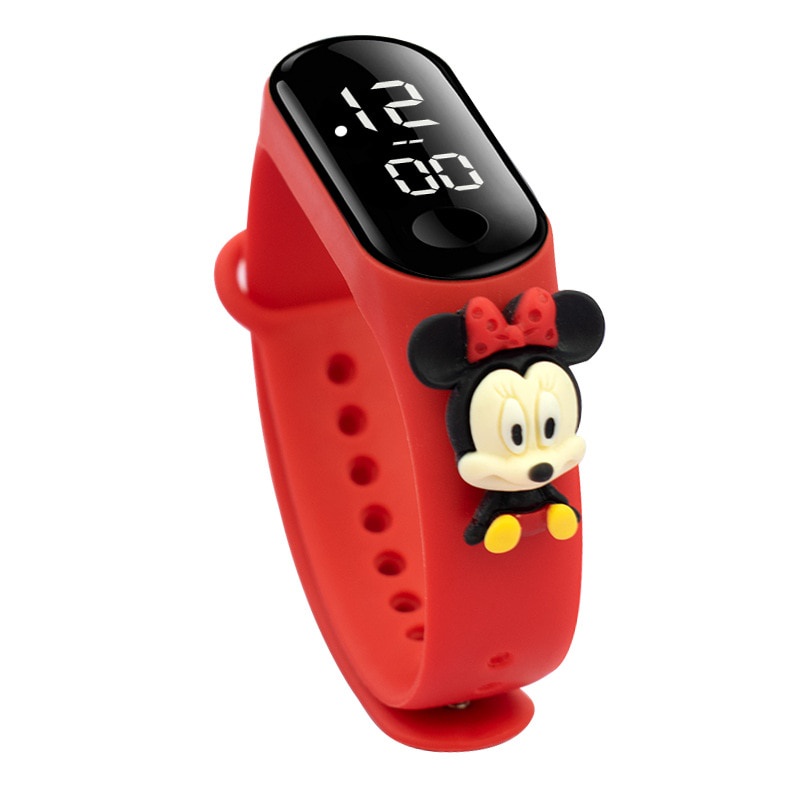 Đồng hồ đeo tay kỹ thuật số có đèn LED họa tiết chuột Mickey dễ thương cho trẻ em