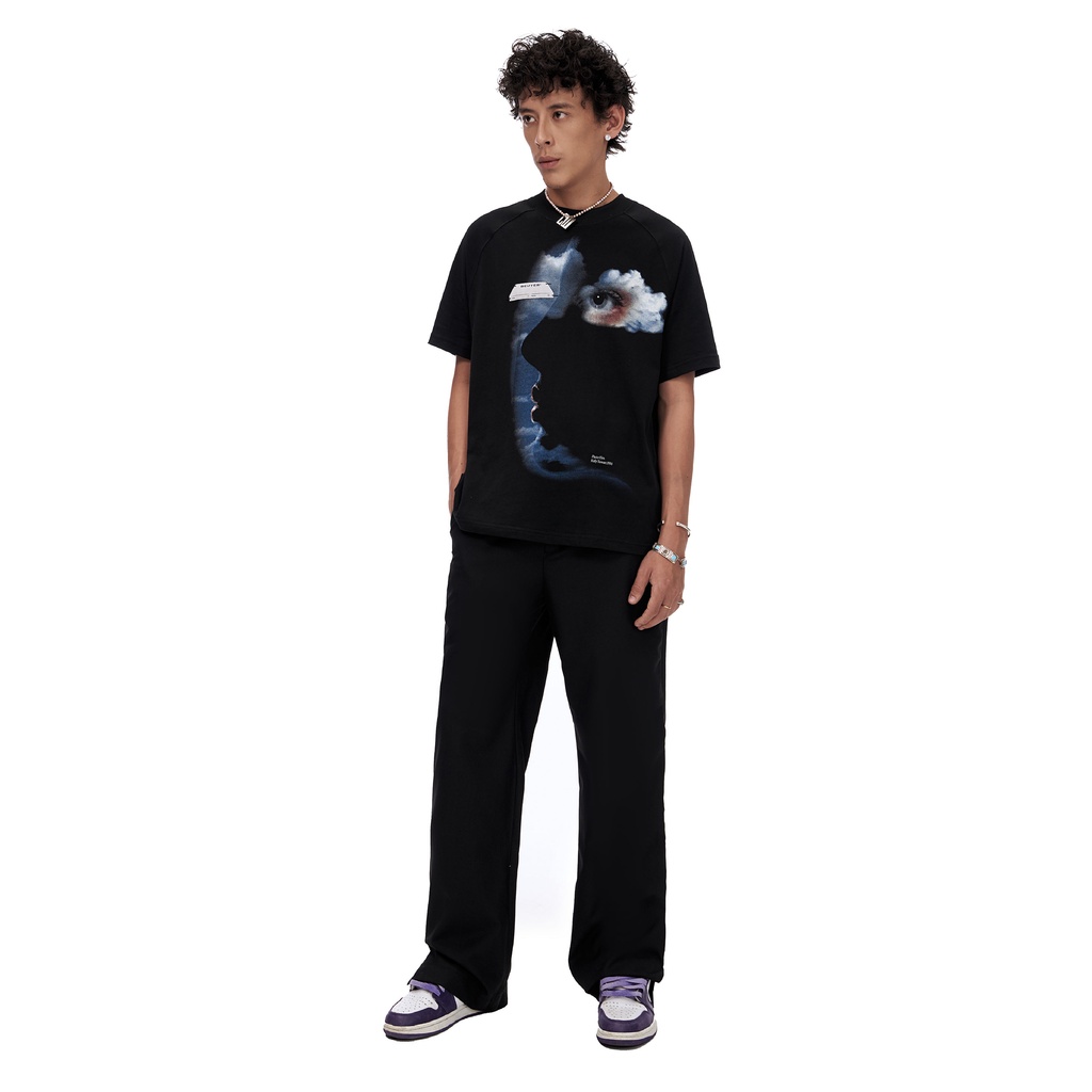 Áo thun raglan nam ngắn tay Beuter Label Black Raglan T-Shirt