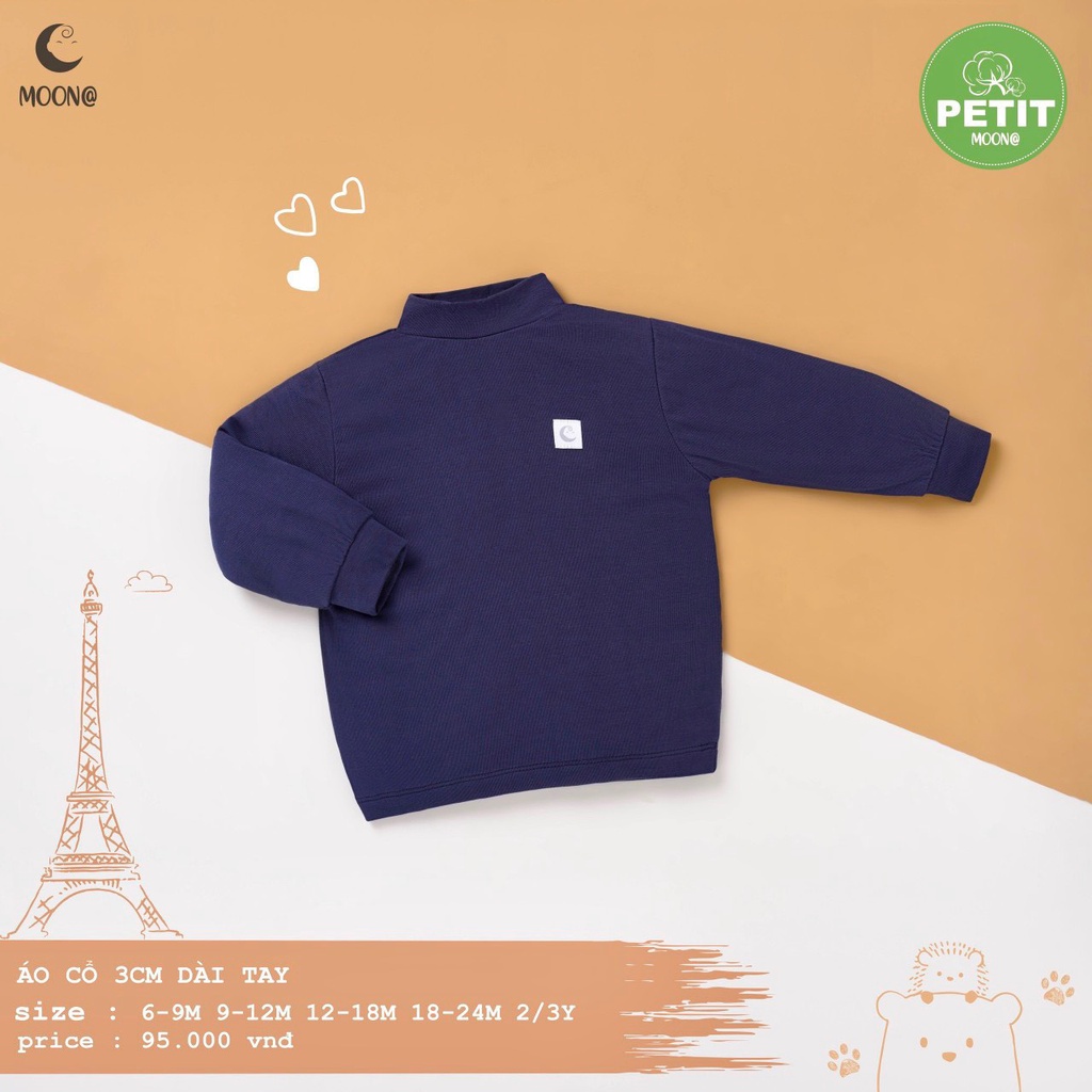 [GIÁ SỐC] Áo dài tay cổ 3cm trơn petit mềm mại trẻ em Moon