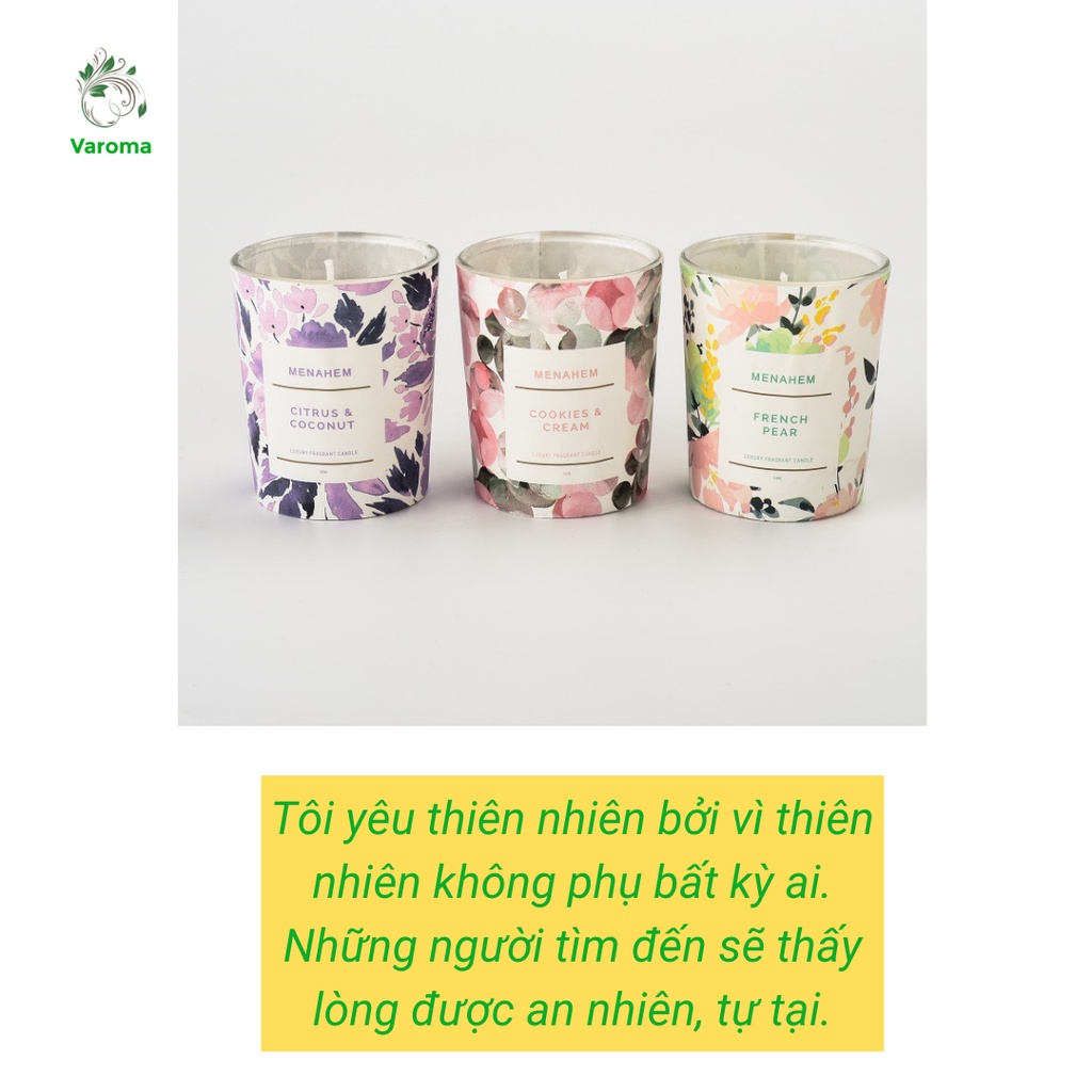 Nến Thơm Phòng Thiên Nhiên Menahem Thư Giãn Không Khói Candle Cup Thơm Phòng Ngủ Tinh Dầu Thiên Nhiên NEN10