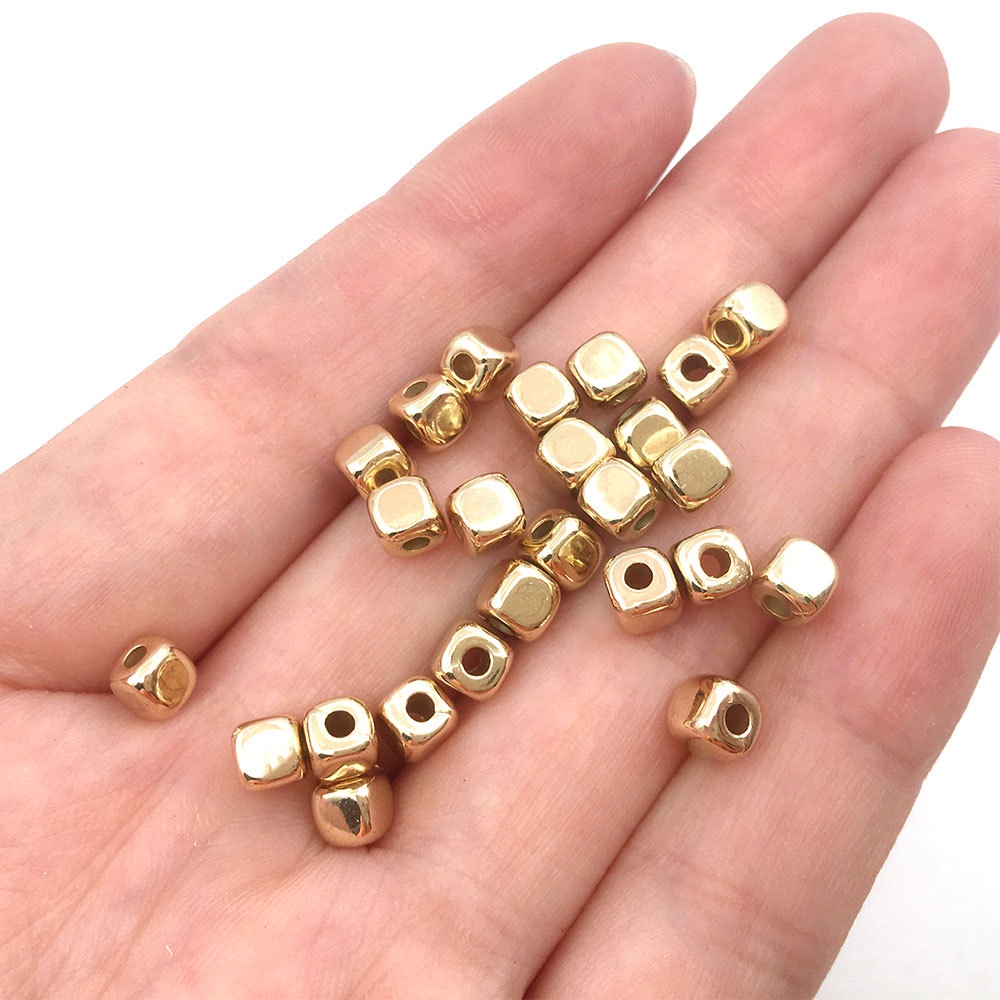 Mạ điện Hạt đệm acrylic, Con dấu dầu và Hạt CCB giữ màu, Hạt tròn, Hạt vuông, Ngôi sao năm cánh, Phụ kiện vật liệu kết cườm bằng tay Love Diy