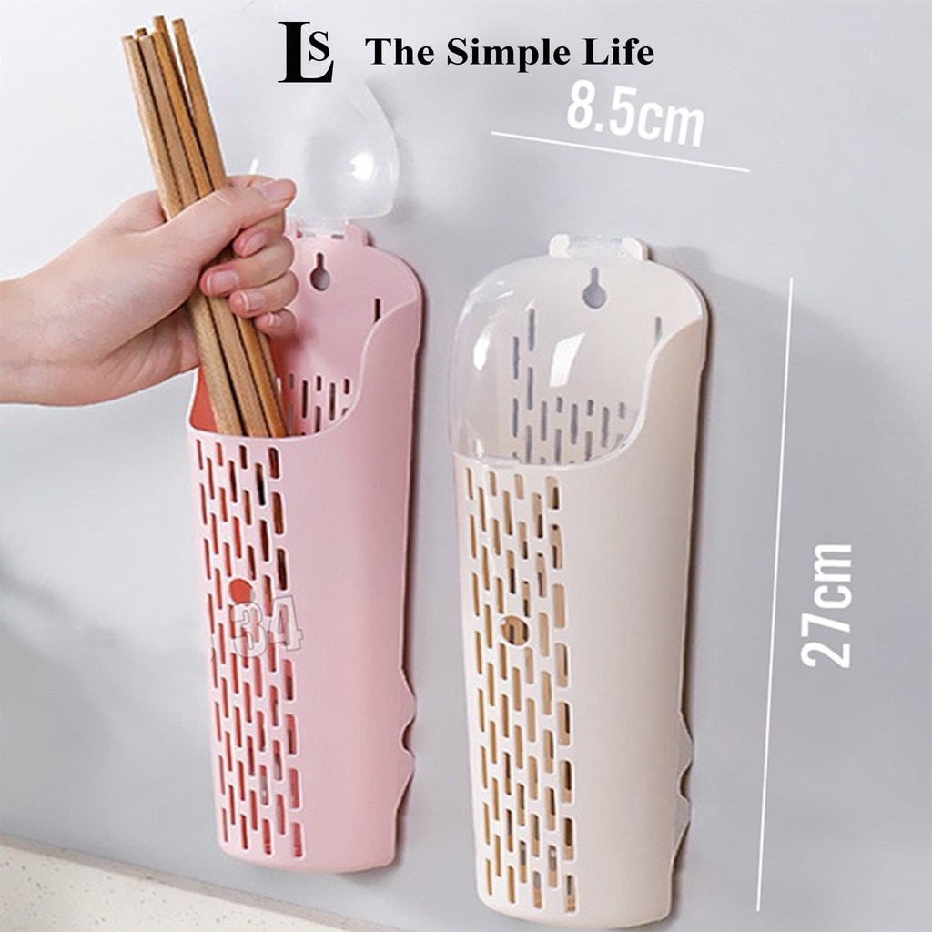 Ống đũa treo tường, ống cắm đũa có nắp treo tường, giá đựng muỗng hộp đựng ống hút dụng cụ nhà bếp [CHÍNH HÃNG]