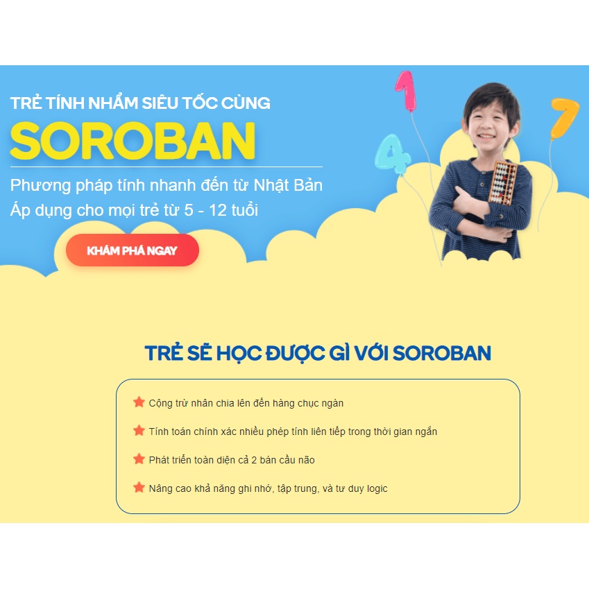 Tính toán nhanh Kyna Soroban cho trẻ 5-12 tuổi