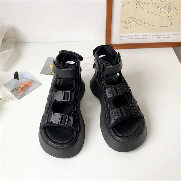Giày Sandal Khóa Dán Đế Dày Phong Cách Harajuku Năm Mới Dành Cho Nữ