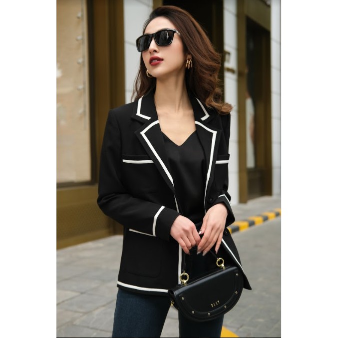 Áo vest blazer nữ Doris Maiimer viền đen trắng | BigBuy360 - bigbuy360.vn