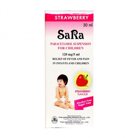 Siro giảm đau hạ sốt trẻ em SARA Paracetamol Oral Thái Lan, chai 60ml an toàn hiệu quả cao dễ uống - Trung Đông Pharmacy