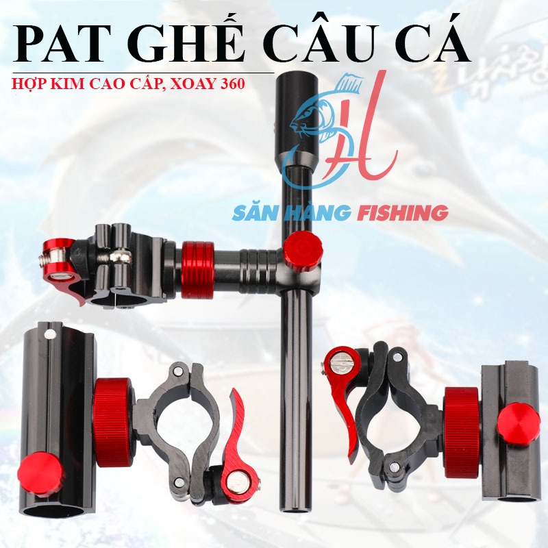 Bộ Pat gắn ghế 360 - Rọng cá - Chống cần - Khay mồi - Phụ Kiện câu cá, câu đài