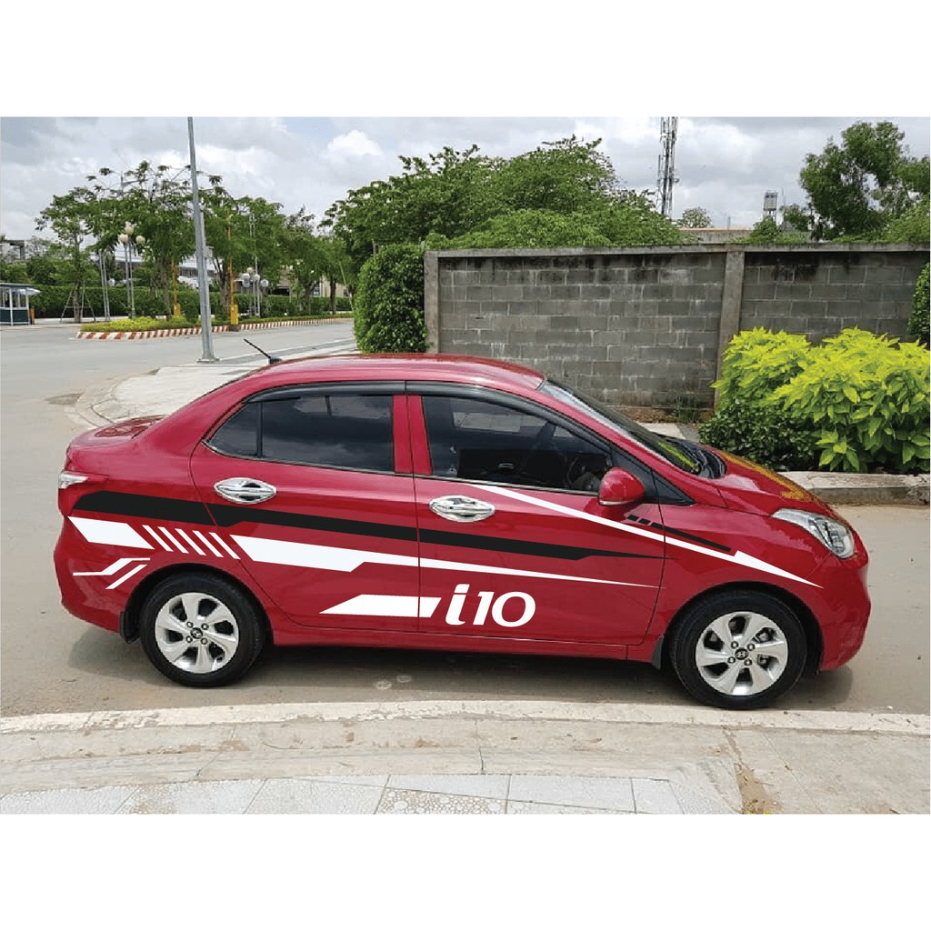 Tem xe Hyundai i10 phong cách thể thao - decal i10 decal_oto