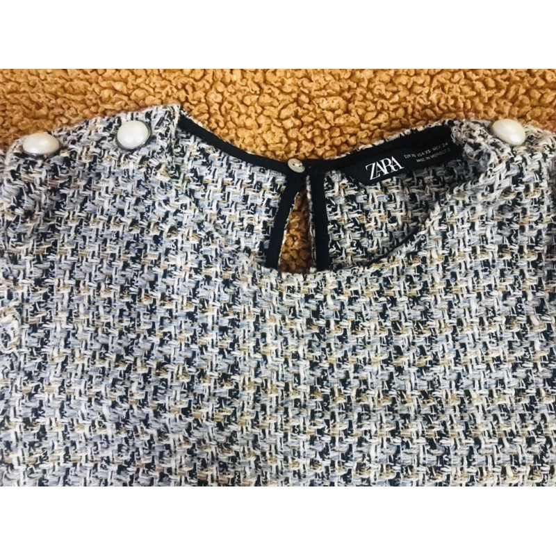 **ZARA** pass áo tweed crop sz xs used like new