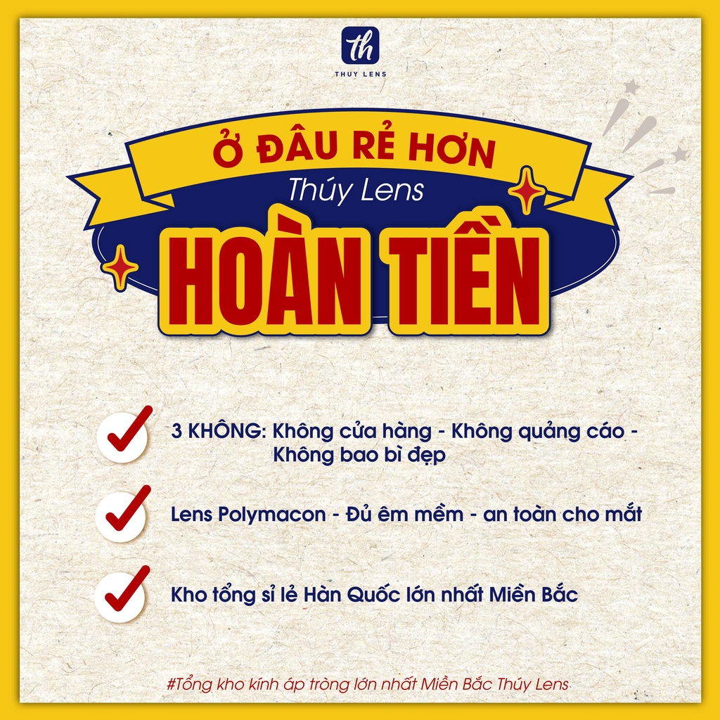 Kính áp tròng THUY LENS cho mắt cận trong suốt từ 0 - 8 Aqua Clear
