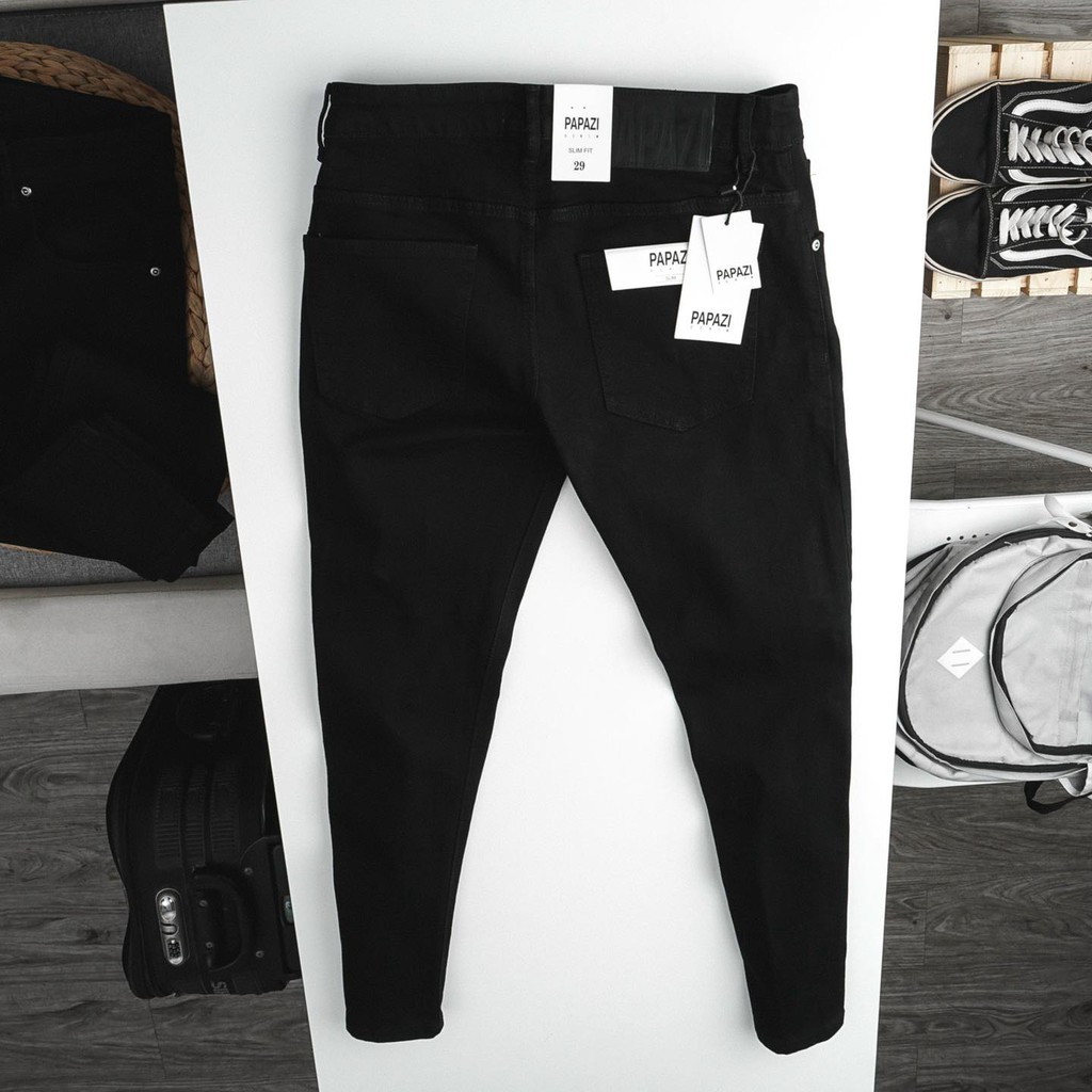 𝐐𝐮𝐚̂̀𝐧 𝐉𝐞𝐚𝐧𝐬 đen basic của PAPAZI - Thiết kế ống côn form slimfit - Quần bò nam đen co giãn tốt , chất liệu cao cấp | BigBuy360 - bigbuy360.vn