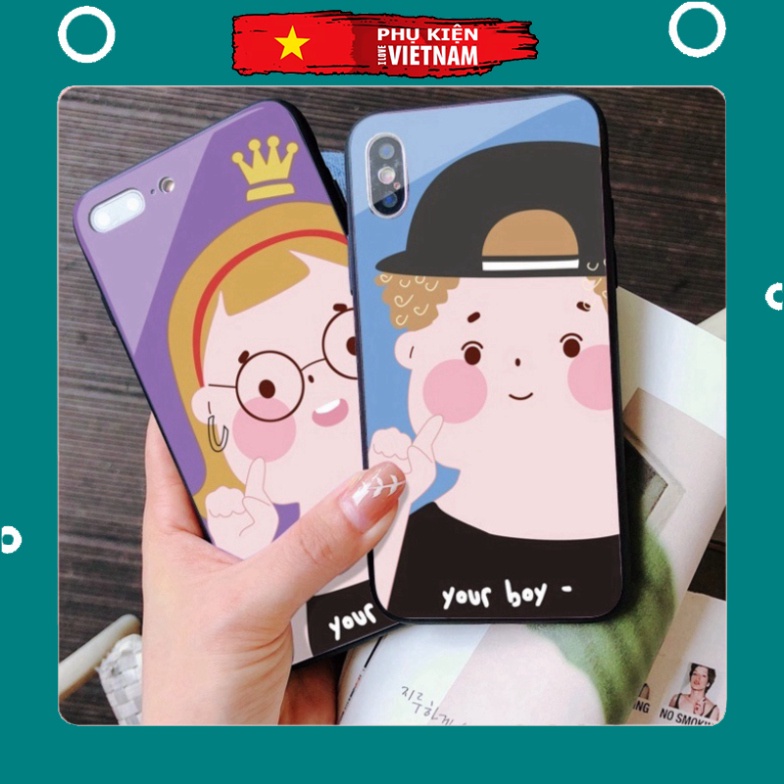 Ốp lưng iphone 6, 7, 8 Plus, X, XS, XR, XSMAX, 11, 11PRO, 11 PROMAX, 12, 13 PROMAX CỐ BÉ, CÂU BÉ đẹp tươi BẰNG KÍNH PKVN