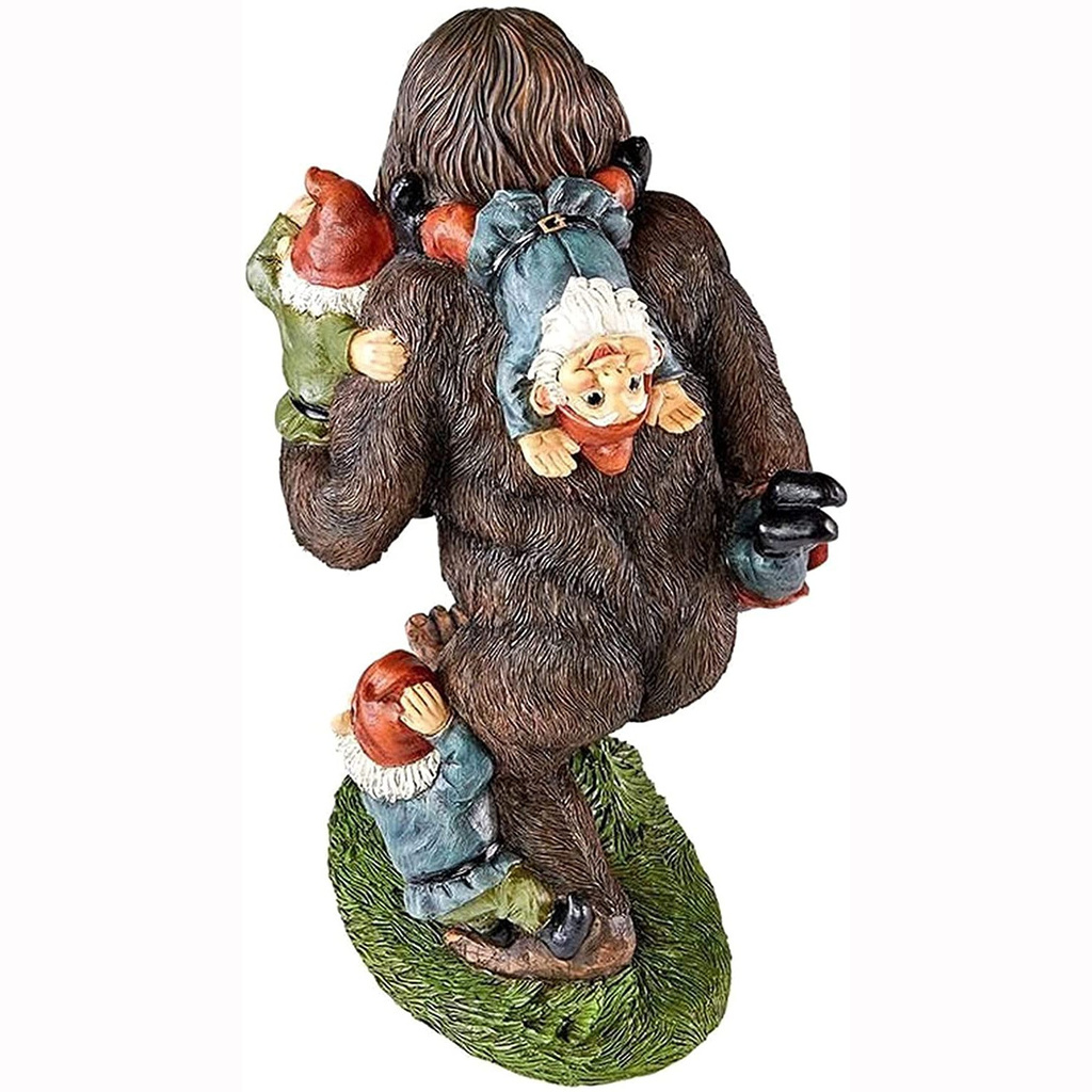 JANE Perfect Gift Bigfoot And Gnomes Figurine Resin Ornament For Outdoor Lawn Garden Decor Weather-proof 5.9 Inch Yeti Dwarf Statue Sculptures
