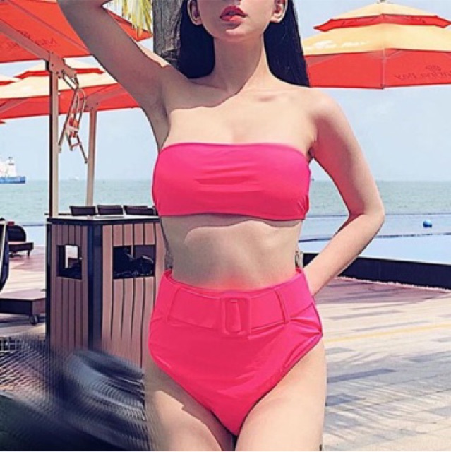 [BKN363] &lt;ÂU&gt; SET BIKINI QUÂY KÈM BELT XANH NEON/HỒNG (CẠP CAO)