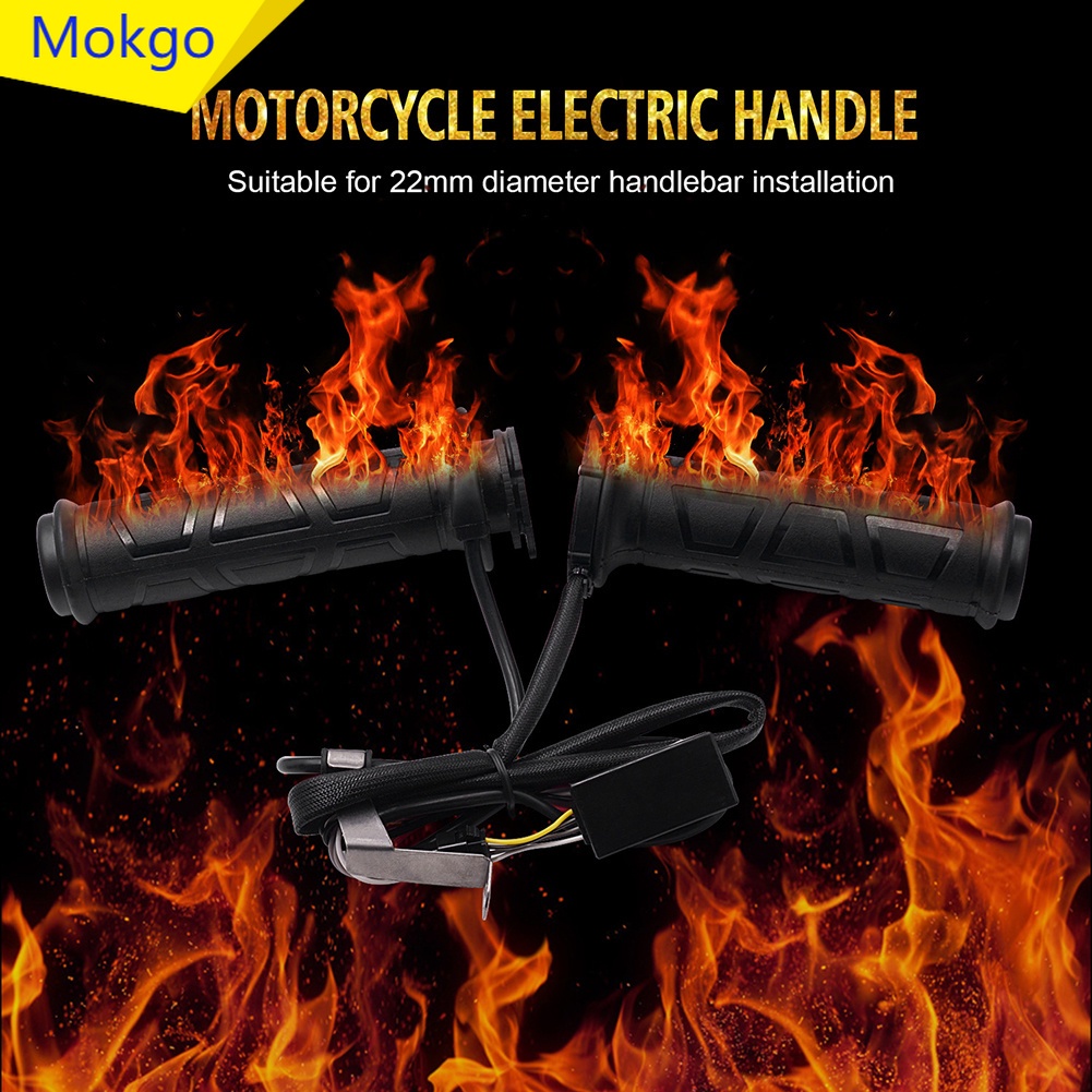 MG Tay lái xe máy 22mm Tay cầm làm nóng bằng điện Nâng cấp Tay cầm sưởi có thể điều chỉnh Bộ tay lái Ấm hơn Bao tay cầm