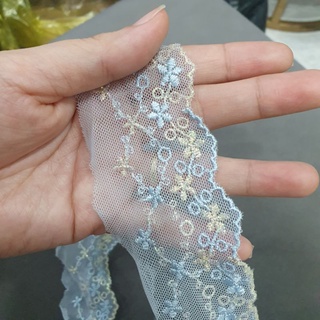Ren lưới trang trí màu xanh ngọc bản 4cm