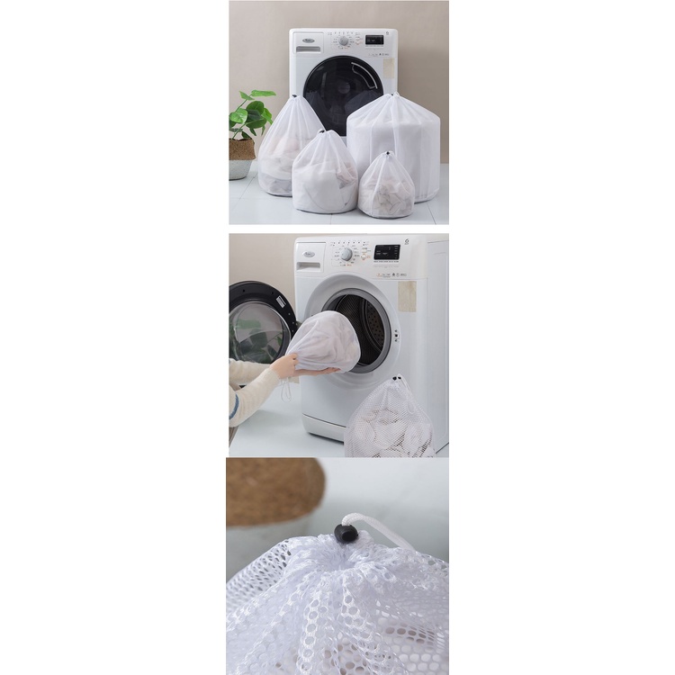 Túi Lưới Polyester Dây Rút Giặt Quần Áo Chống Gió Tiện Dụng