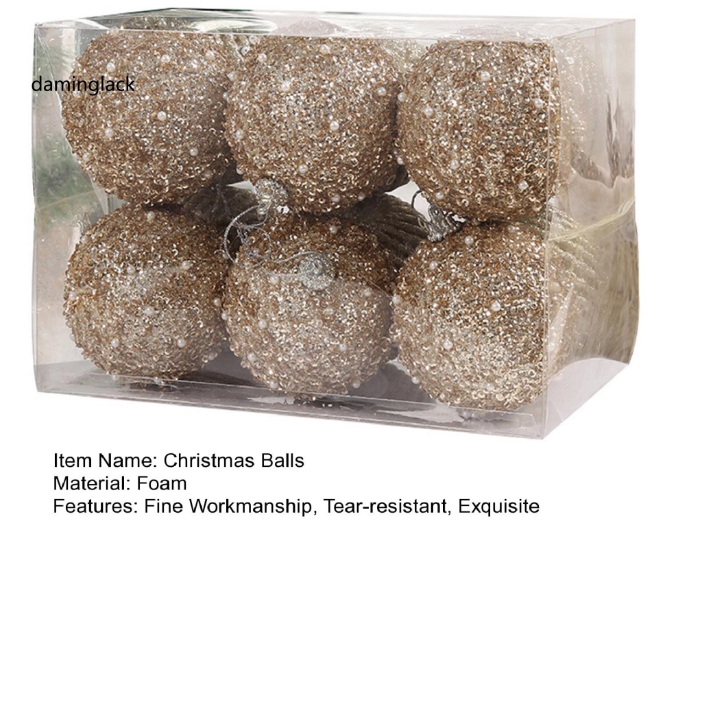 Bộ 6 Quả Châu 8cm Trang Trí Giáng Sinh