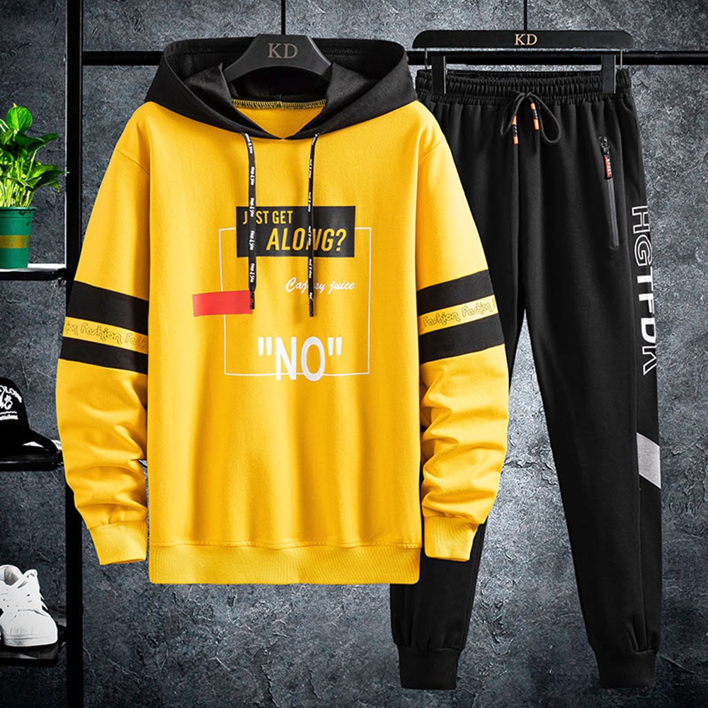 Bộ Đồ Áo Hoodies Nỉ Nam JUST GET ALONG Dài Tay Kết Hợp Quần Jogger Bo Gấu Phối Chữ SET NAM 90000169