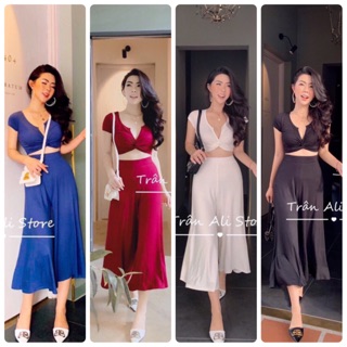 SET ÁO CROPTOP XOẮN NGỰC QUẦN ỐNG RỘNG