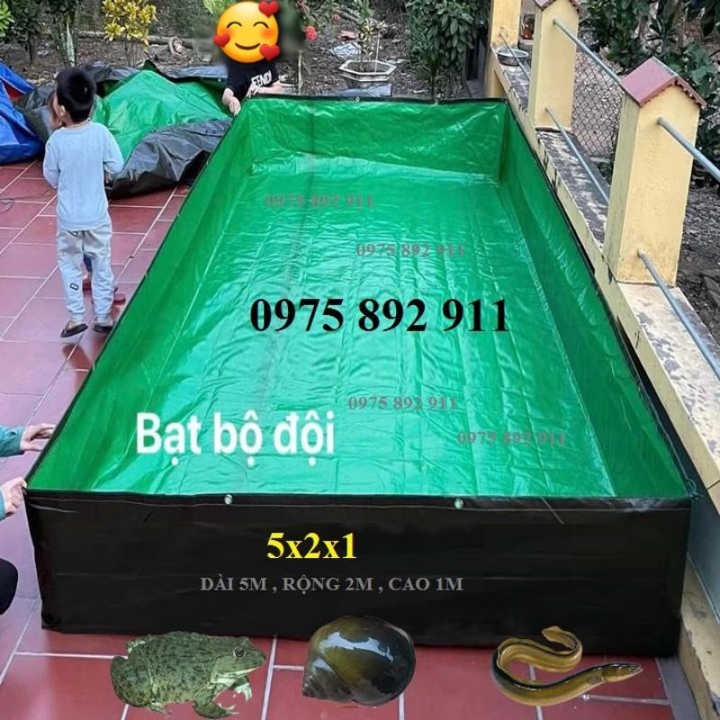 Bể bạt nuôi ốc ếch cá hàn quốc xanh bộ đội 5x2x1