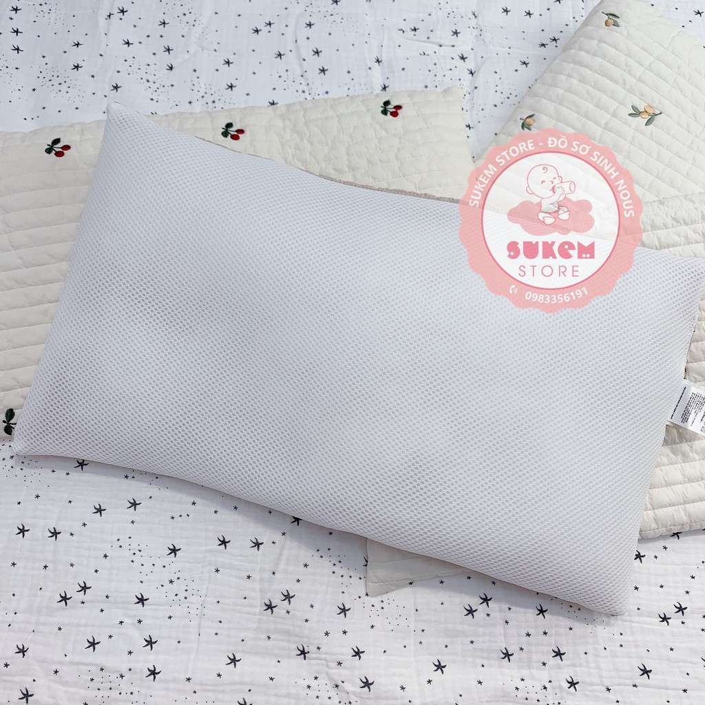 Gối Dot To Dot Hàn Quốc Thêu Họa Tiết Hình Chữ Nhật Chất Liệu Cotton Và Bông Organic Siêu Nhẹ An Toàn Cho Bé