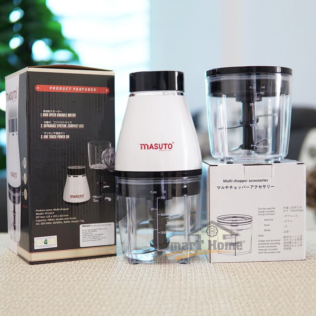 Máy Xay Sinh Tố Đa Năng Masuto 0.6L - Máy Xay Thịt Mini Công Nghệ Nhât Bản Chuyên Gia Xay Ăn Dặm Nhuyễn Mịn Chỉ 10s