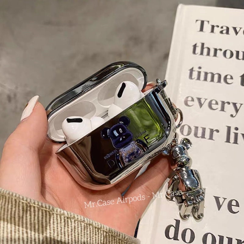 Case Airpods 1/2 /Pro Vỏ Ốp Tai Nghe Hình Kaws Màu Xanh Siêu Ngầu Tráng Gương Kèm Móc khoá - Mr.Case AirPods
