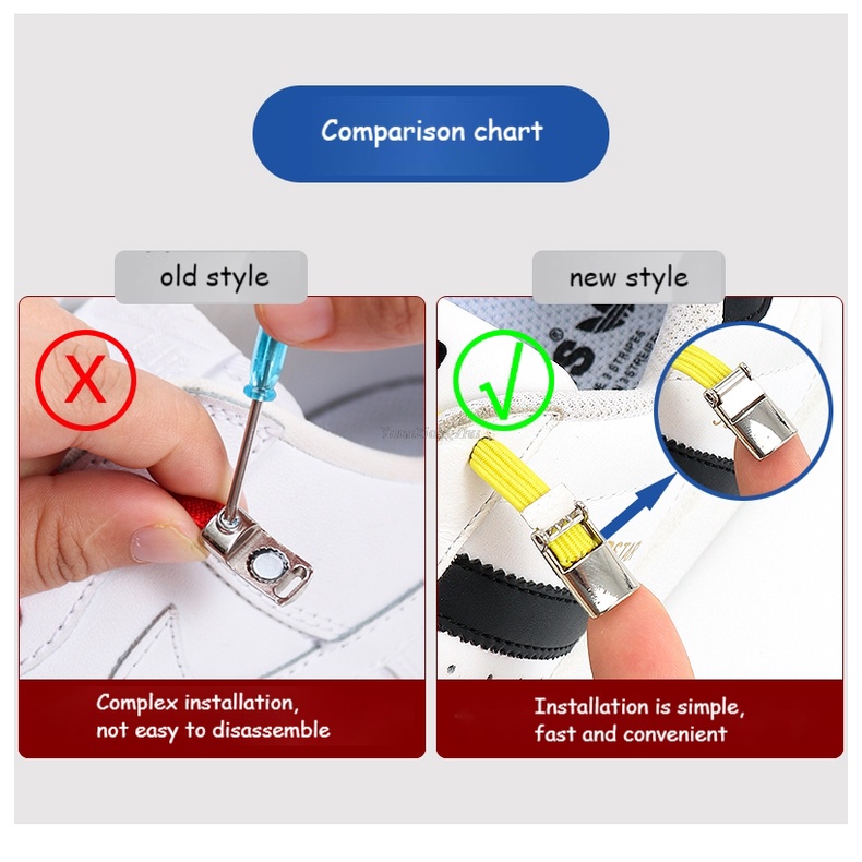 Dây Giày Khóa Từ Tính Co Giãn Không Cần Buộc Dành Cho Giày Lười Trẻ Em Người Lớn Một Kích Thước Phù Hợp Với Tất Cả Các Loại Giày