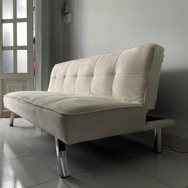 Sofa Bed - Sofa Giường vải Nhung mịn trắng sang trọng