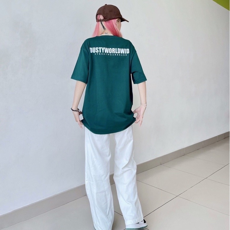 Áo thun phông logo tay nam nữ PINK tay lỡ form rộng DUSTY Unisex