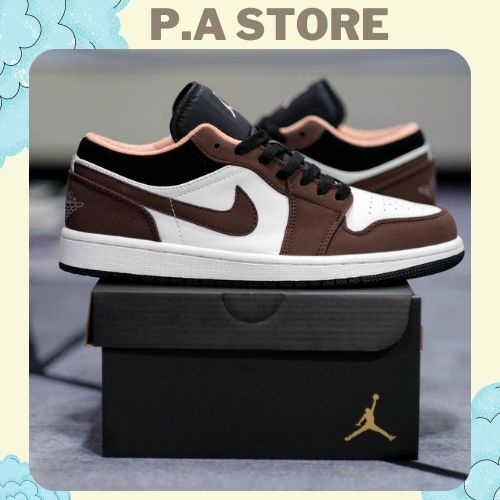 Giày Jordan low brown white , Giày jordan nâu trắng đế nâu bo viền (ảnh thật 100% tặng kèm vớ, Full box)