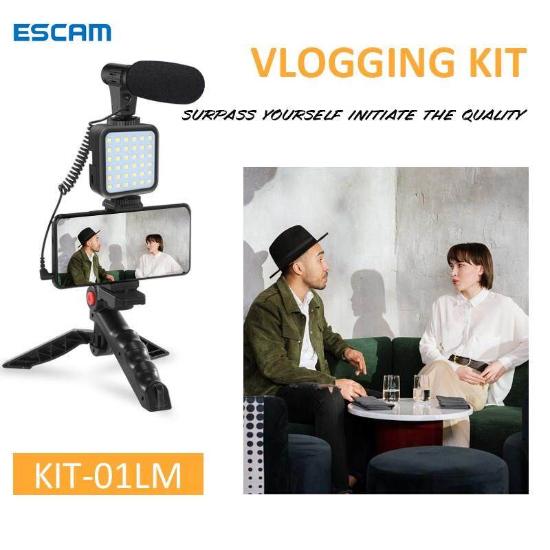 Gậy live stream, quay phim, chụp ảnh 3 chân kèm micro - Bộ thiết bị Vlog cho điện thoại bao gồm mic thu âm và đèn Led