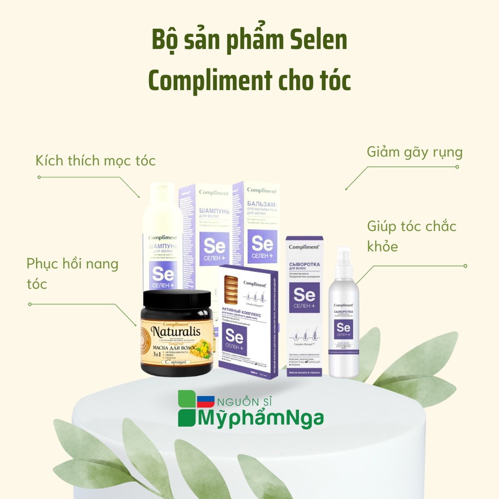 Bộ sản phẩm kích mọc tóc giảm rụng tóc Selen Compliment - Gội xả ủ xịt tóc Compliment kích thích mọc tóc