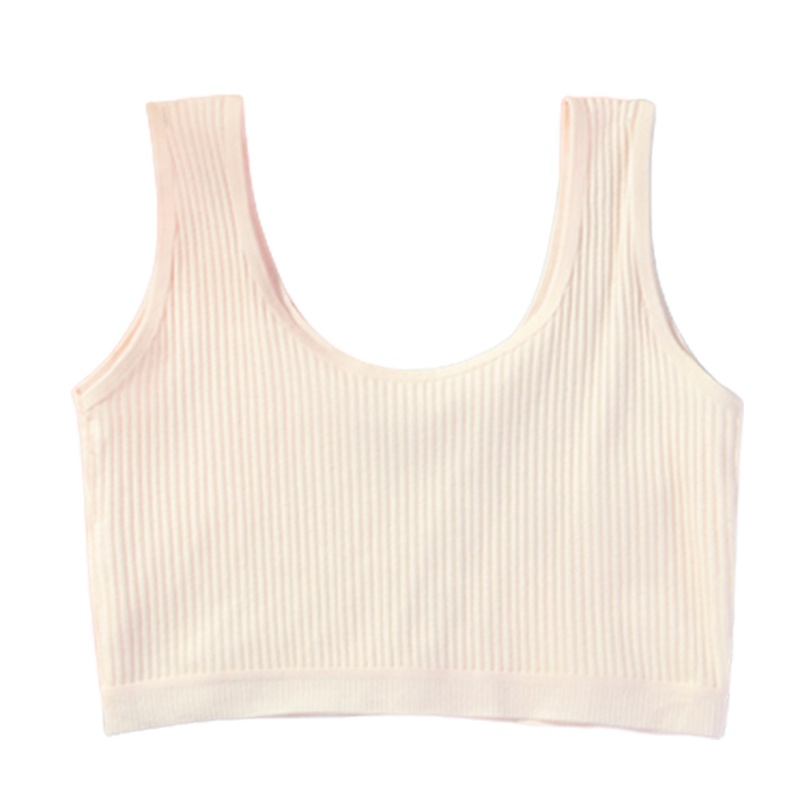 Áo Bra Cotton Hai Dây Bản Rộng Màu Trơn Phong Cách Thể Thao Cho Nữ Tuổi Teen
