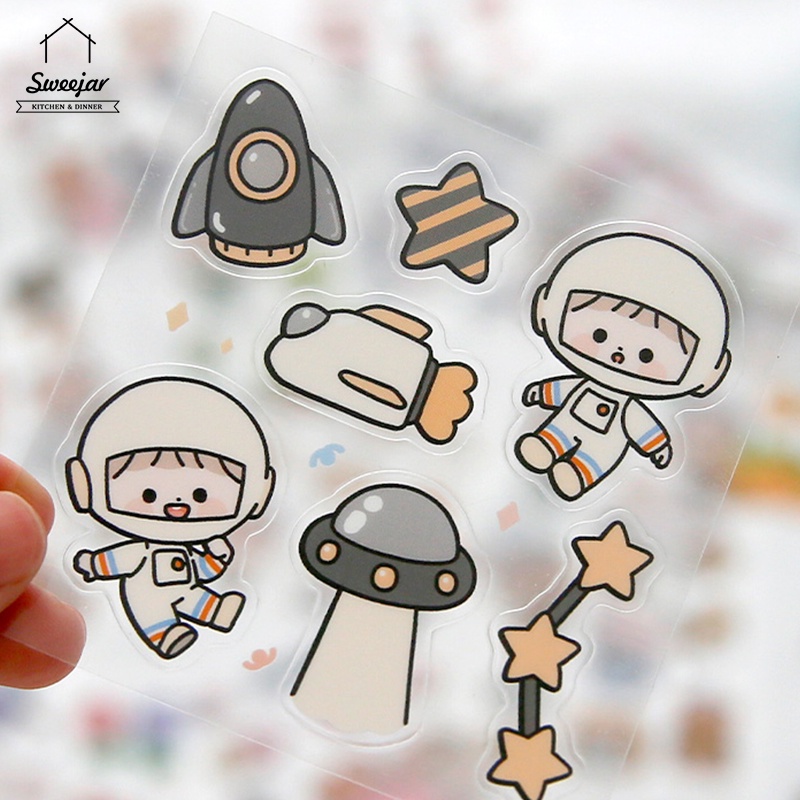 Set 20 miếng dán SWEEJAR chống thấm nước họa tiết hoạt hình dễ thương trang trí bình nước / điện thoại