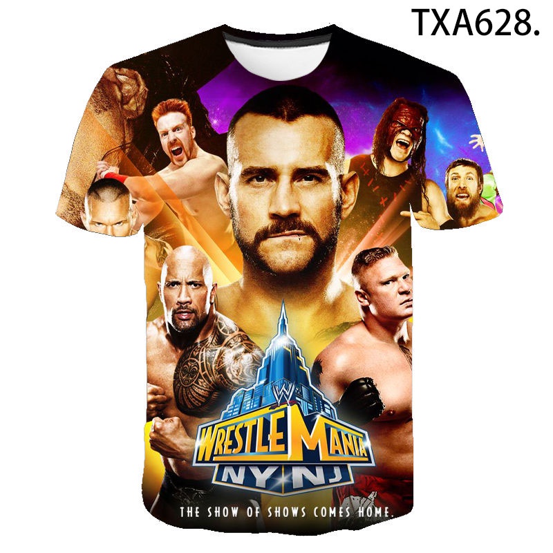 Áo Thun Ngắn Tay In WWE Wrestle 3D Thời Trang Mùa Hè Dành Cho Nam Và Nữ 2022