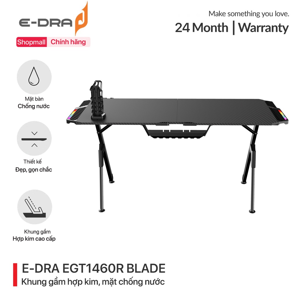 Bàn chơi game E-Dra EGT1460R Blade - Mặt chống nước, chống thấm - Khung gầm hợp kim - Bảo hành 12 tháng