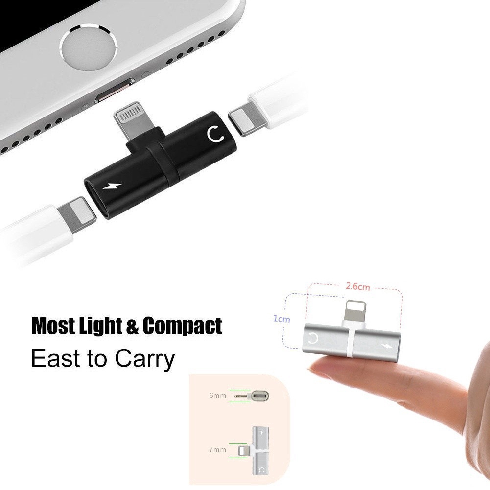 Bộ chia 2 cổng lightning tích hợp ra cổng sạc và tai nghe cho iPhone 7 8 X