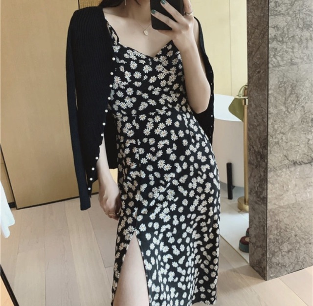 Đầm dài hai dây hoa cúc trắng xẻ đùi trend - Daisy1 Dress | BigBuy360 - bigbuy360.vn