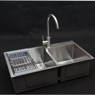 Mua Chậu rửa bát K8245L  hai hố lệch (tặng kèm vòi rửa bát nóng lạnh P2030 inox sus 304)