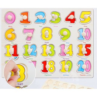 Đồ chơi lắp ghép Montessori Bảng núm số từ 1-20 bằng gỗ cho bé yêu
