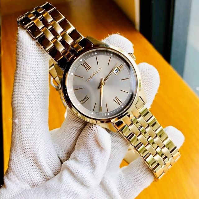 Đồng hồ nam Caravelle 44B111 vàng gold mặt xám cực đẹp